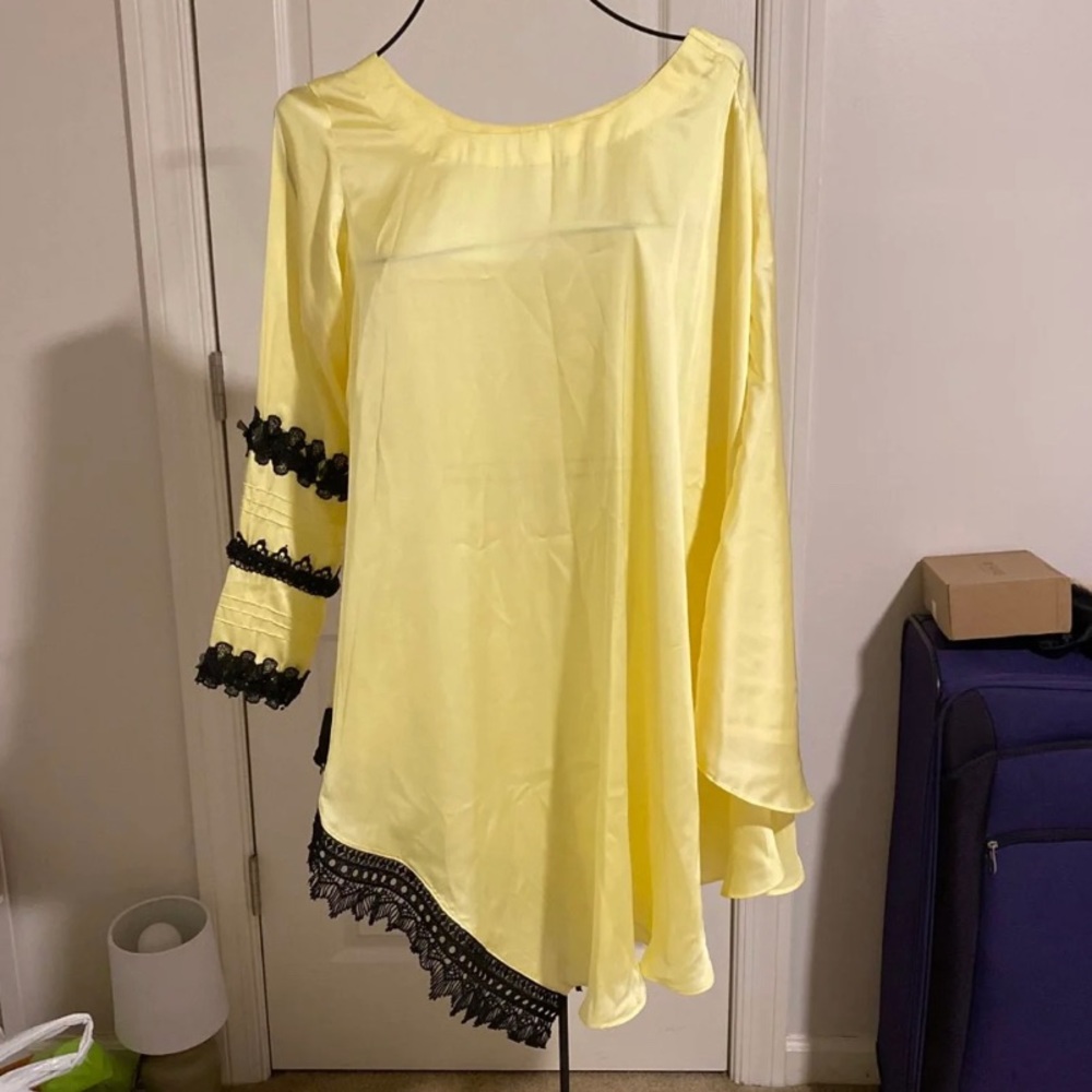 Yellow Silk Pakistani Poncho Kurta